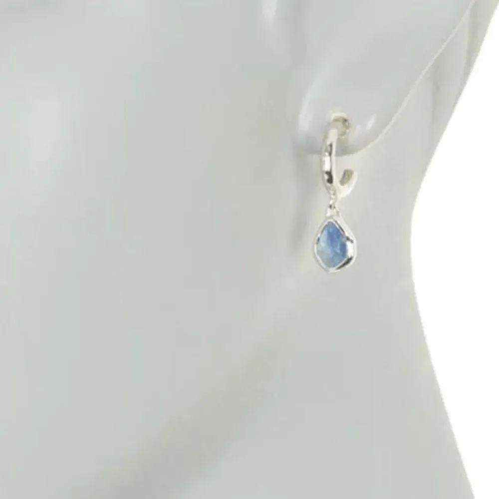 Monica Vinader Sterling Silver Siren Mini Kyanite Nugget Huggie Earrings, NWT - Picture 7 of 16